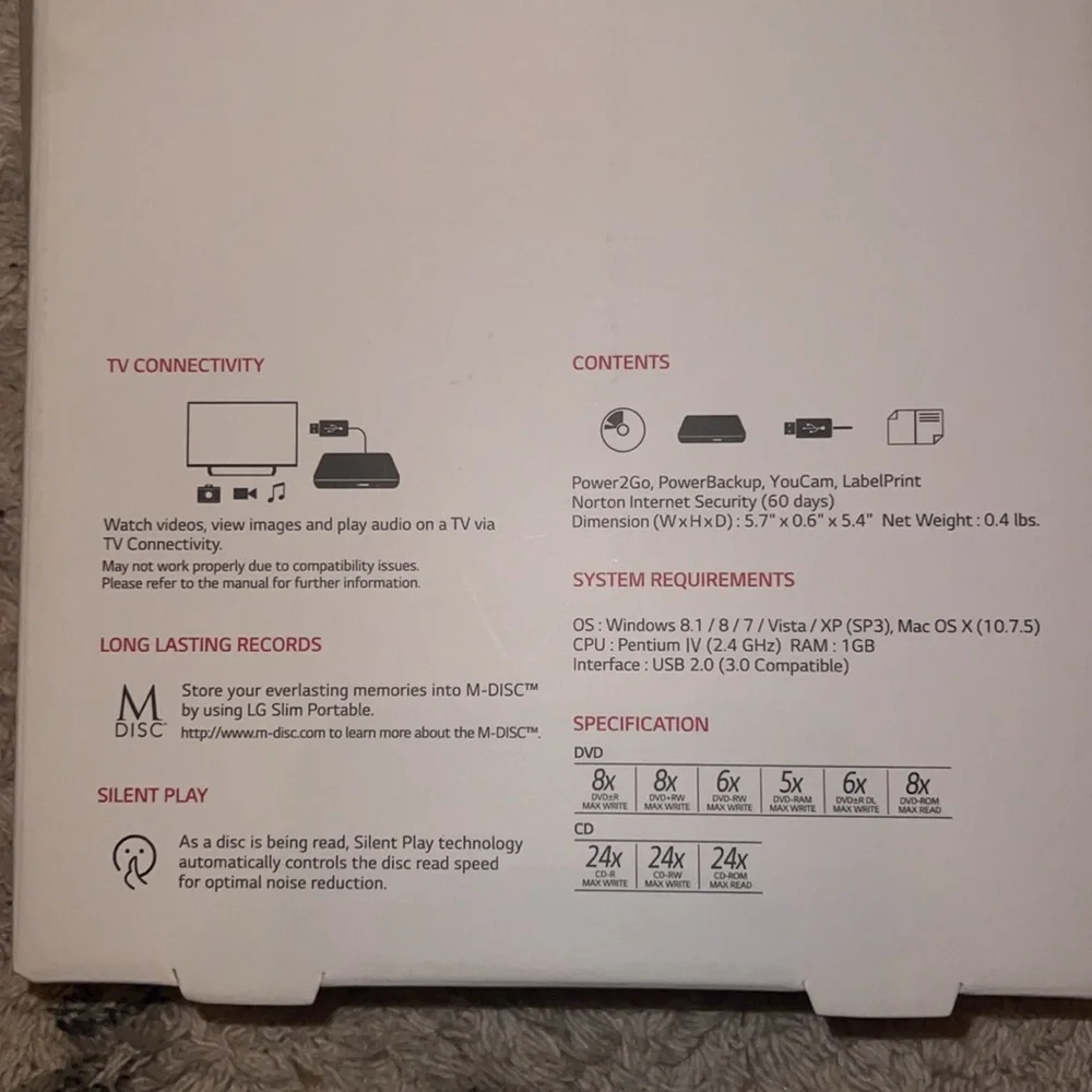 LG Ultra Slim Portable DVD Writer - Picture 4 of 4
